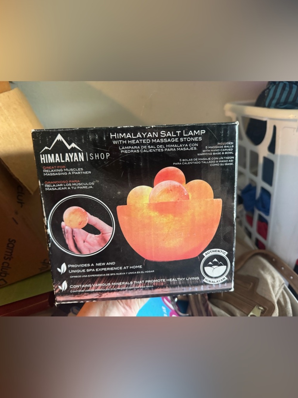 Himalayan Shop Orange Himalayan Salt Lamp with Heated Massage Stones